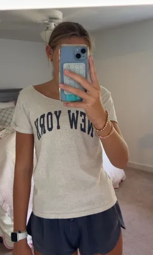 cut neck new york shirt Gray Size XS thumbnail 1