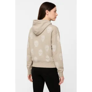 Vintage Havana‎ Hoodie Womens Size Small Beige VH9105 Skull Pattern Streetwear Cozy thumbnail 2