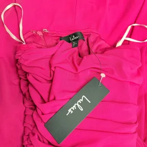 Lulus Epitome of Allure Fuchsia Mesh Strapless Ruched Maxi Dress size S NWT thumbnail 8