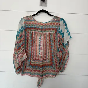 Boston Proper Women’s XS Aztec Patterned Tie Front Blouse Top Lightweight thumbnail 5