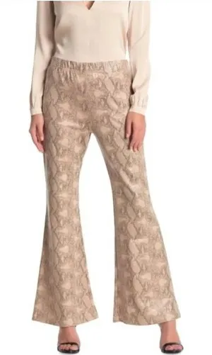 Elodie Tan Animal Print High Rise Flare Leg Pants Women XL NWT Retro Bohemian thumbnail 1
