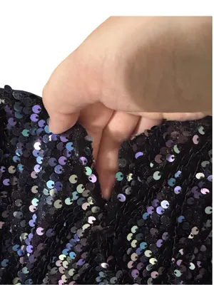 SO Clothing Velvet Black & Purple Sequin Strapless Bustier Top Disco Bling sz S thumbnail 5