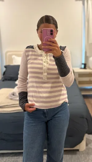 We the Free Give Me Stripes Henley Top Size Small thumbnail 1