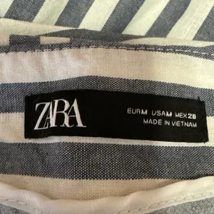 Zara Blue Striped High Waisted Pleated Straight Tapered Ankle Trousers Pants M thumbnail 4