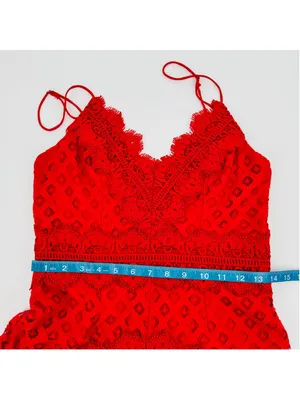 Saints + Secrets Red Lace Mini Dress Size M thumbnail 9