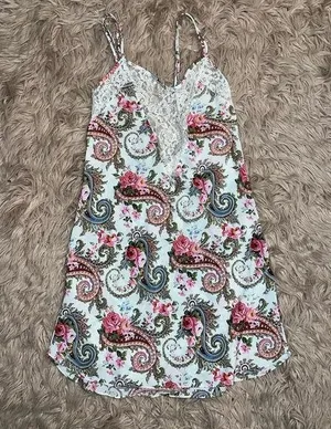 Vintage Victoria Secret Silk/ Polyester /Satin Paisley Lingerie Dress Medium thumbnail 1