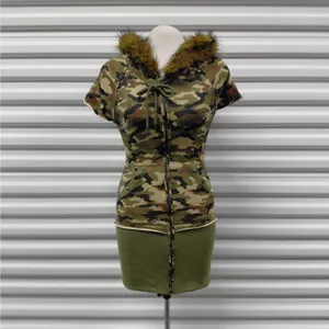 Dolls Kill Generation Kiss Womens Camo Hoodie Dress XS Faux Fur Y2K Mini Street thumbnail 13