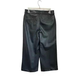 LOFT Faux Leather Wide‎ Leg Crop Pants Size 6 High Rise Modern Minimal Chic thumbnail 3