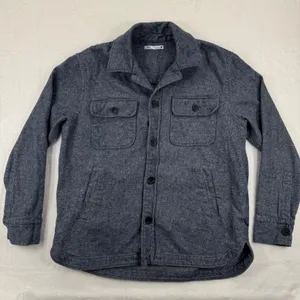 ZARA Men's L Blue‎ Herringbone CPO Button Front Shirt Jacket Shacket thumbnail 1