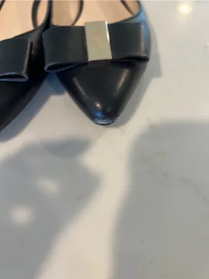 Kate Spade Norah Black Pointed-Toe Leather Flats with Bow and Gold Plaque size 8 thumbnail 3