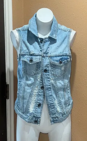Hurley light blue denim button up vest thumbnail 1