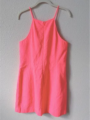Lilly Pulitzer Larina Shift Dress Pink Sun Ray Size 14 Coastal Metallic Neon thumbnail 2