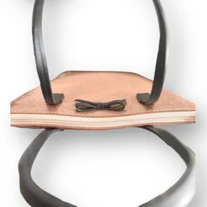 Kate Spade Rose Gold Glitter Small Tote Bag Sparkle Brown Bow‎ Holiday Party thumbnail 2