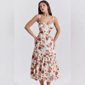 House of CB Elia Italian Rose Print Cotton Midi Sundress Plus cup thumbnail 2
