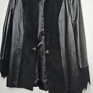 Vintage Maxen Couture RARE 100% leather rhinestone black western jacket sz 10 thumbnail 3