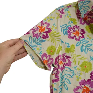 Fieldgear Womens Linen Blend Floral Button Up Shirt Short Sleeve Tropical Small‎ thumbnail 5
