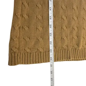 Lauren Ralph Lauren Camel Cable Knit Sweater Gold Buttons XL Boat Neck Old Money thumbnail 11