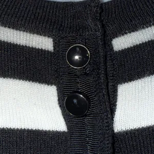 WHITE HOUSE‎ BLACK MARKET Black/White Striped Snap Front 3/4 Sleeve Cardigan S thumbnail 3