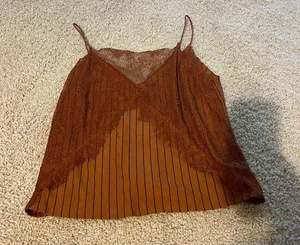 ZARA Orange and black lace striped spaghetti strap top never worn thumbnail 3