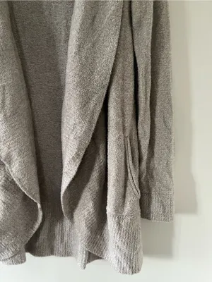 Barefoot Dreams Cozy Cardigan Taupe Gray Womens Large Soft Knit Lounge Cozy thumbnail 3