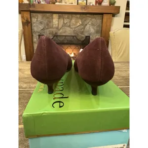 Kate Spade‎ Burgundy Russet Red Suede Kitten Heels Size 7.5 Modern Pointy Toed thumbnail 5