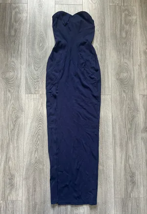 Showpo Oriella Panelled Thigh Split Strapless Maxi Dress Size Small MSRP $129 thumbnail 6