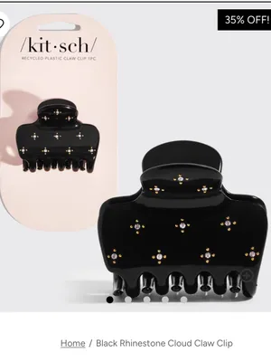 Kitsch Black Rhinestones Cloud Claw Clip Cream Cherry Crystal Barrette Hair Set thumbnail 6