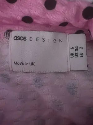 ASOS Pink Polka Dot Puff Sleeve Mini Dress US 2 thumbnail 6