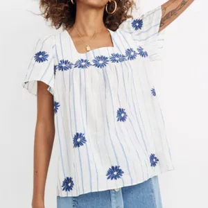 EUC Madewell Floral Embroidered Butterfly Top Size Large Retail $85.00 thumbnail 1