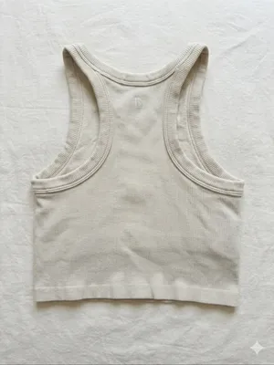 Buffbunny Collection | Ribbed cream crop tank top | Small thumbnail 3