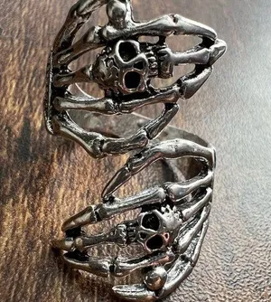 Skull skeleton ring Silver thumbnail 1