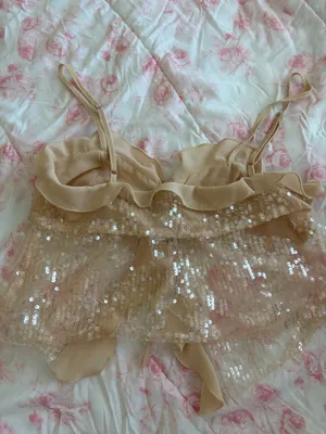 Sequin front tie top Gold thumbnail 3