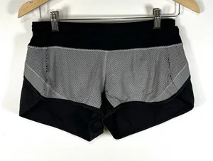 Lululemon Shorts Women 4‎ Black Gray Speed Up Reflective Short Swift Fabric Run thumbnail 1