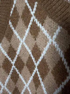 Pink Rose Tan Neutral Argyle Sweater Vest Top Size Small thumbnail 3