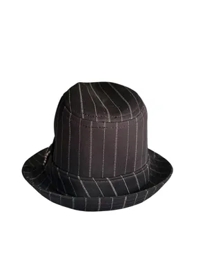 Y2K Playboy Fedora Pink Rhinestone Pinstriped Size L/XL Bling 2000s Grunge Bimbo thumbnail 5