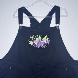 Disney Villains Black Embroidered Shortalls Overalls 4X Plus Size Poison Apple thumbnail 2