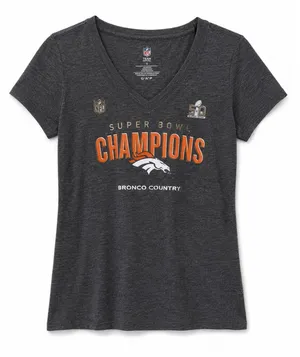 Denver Broncos Super Bowl 50 Champions Shirt NFL‎ Pro Line Women's V Neck Medium thumbnail 1