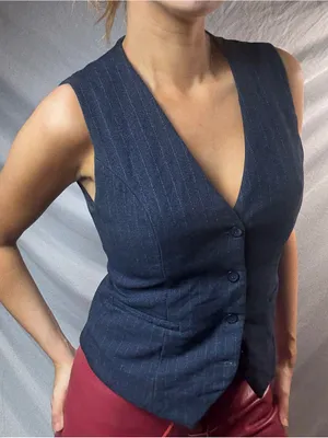 Vintage Office Siren Vest in Navy thumbnail 1