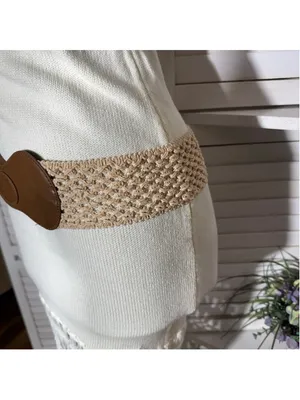 Vintage Y2K cotton knit dress strapless fringes boho coquette coastal cowgirl S thumbnail 9