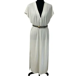 Zara Midi Off White Stretchy Dress(Size Medium) thumbnail 2