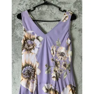 Floral Cowl Neck Midi Dress Lavender Sleeveless A-Line Garden Party Size 6 thumbnail 4