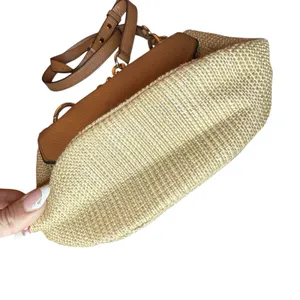 Michael Kors Crossbody Neutral Woven Leather‎ Small Shoulder Bag Chain Strap thumbnail 5
