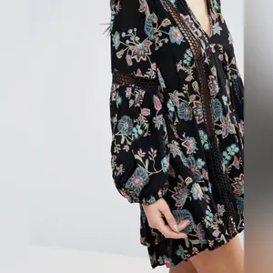 Free People black floral Just the Two of Us tunic blouse M thumbnail 6