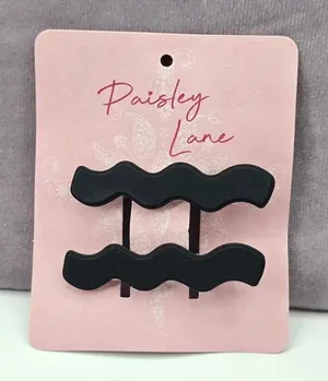 Paisley Lane Black Pair of Two Wavy Hair‎ Clips Accessories NWT thumbnail 1