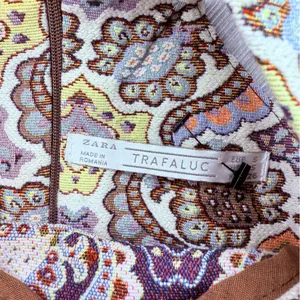 Zara trafaluc gold and brown warm tone paisley dress sleeveless short dress sm thumbnail 6