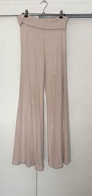 Tan Ribbed Sweater Foldover Pant - Altar’d State thumbnail 1