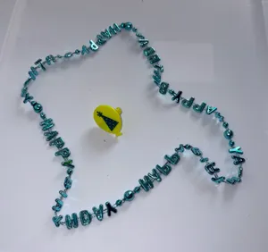 Blue and Yellow Happy Birthday Necklace and Ring thumbnail 1