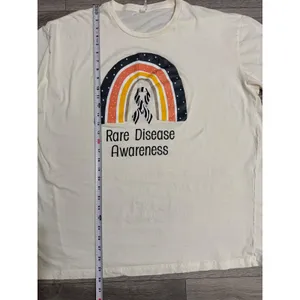100%‎ Cotton Rare Disease Awareness Rainbow Zebra Ribbon Tee Cream 3XL Earthy thumbnail 5