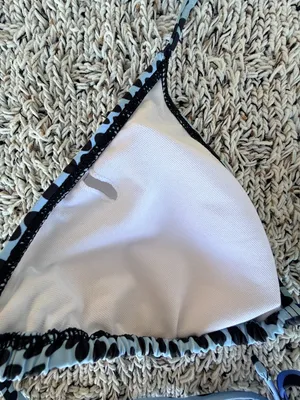 Amazon Blue and Black Polka Dot Ombre Bikini Top | Size Large thumbnail 4