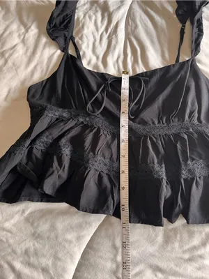 L.A. HEARTS Black Flowy Siren Tier lace Women’s Blouse Tank Top Sz S EUC thumbnail 6